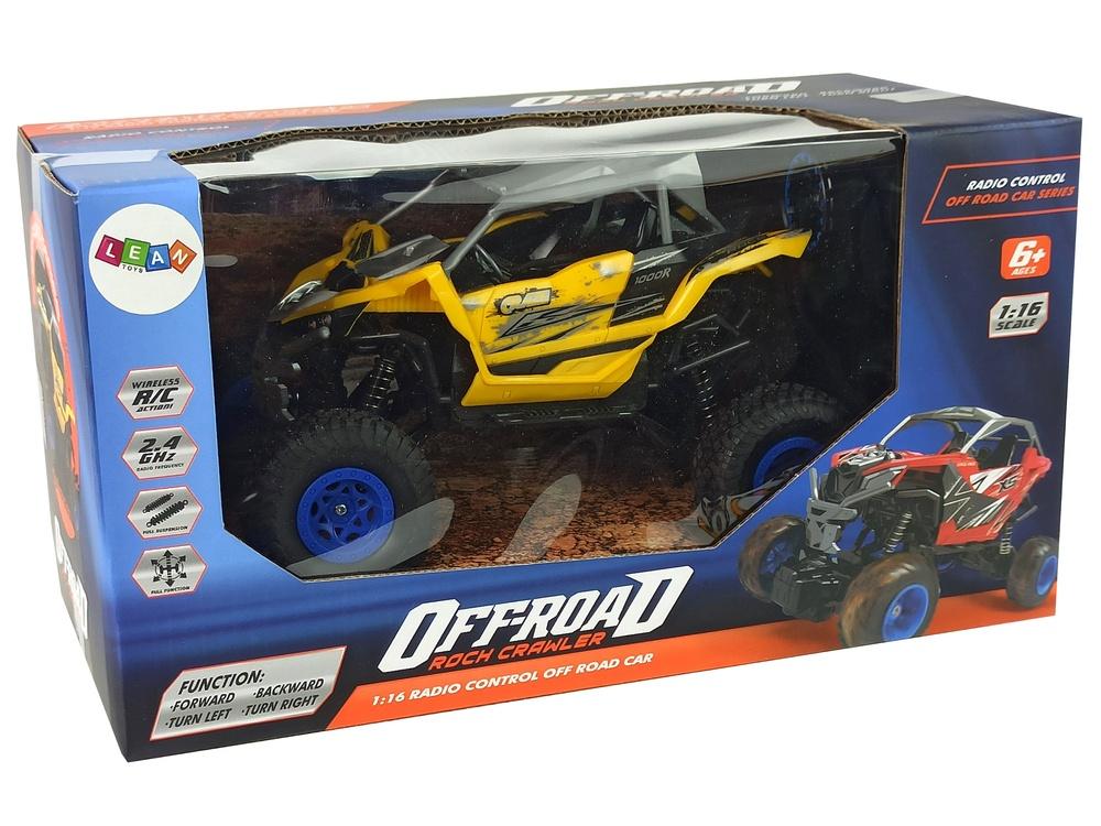 2,4 GHz 1:16 gul off-road RC-bil med stötdämpare