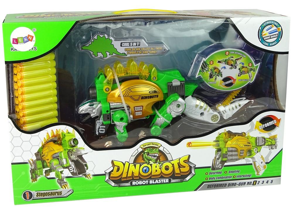 2-i-1 Dino Shotgun: Green Stegosaurus Shield & Dart Gun