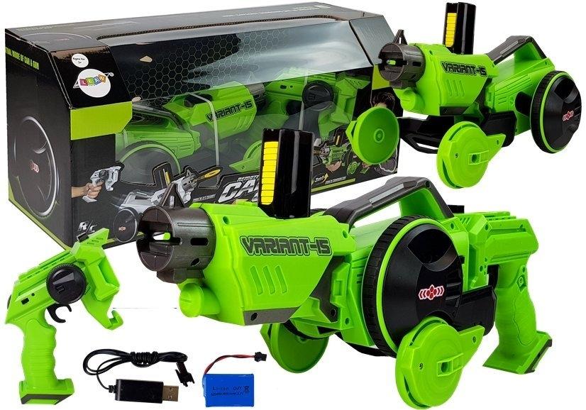 2-i-1 RC Car & Gun: Foam Disc Shooter, Green Fun!