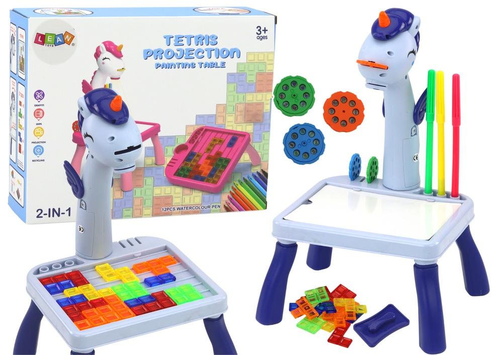 2-i-1 miniprojektor & Tetris-bord för kreativt lärande