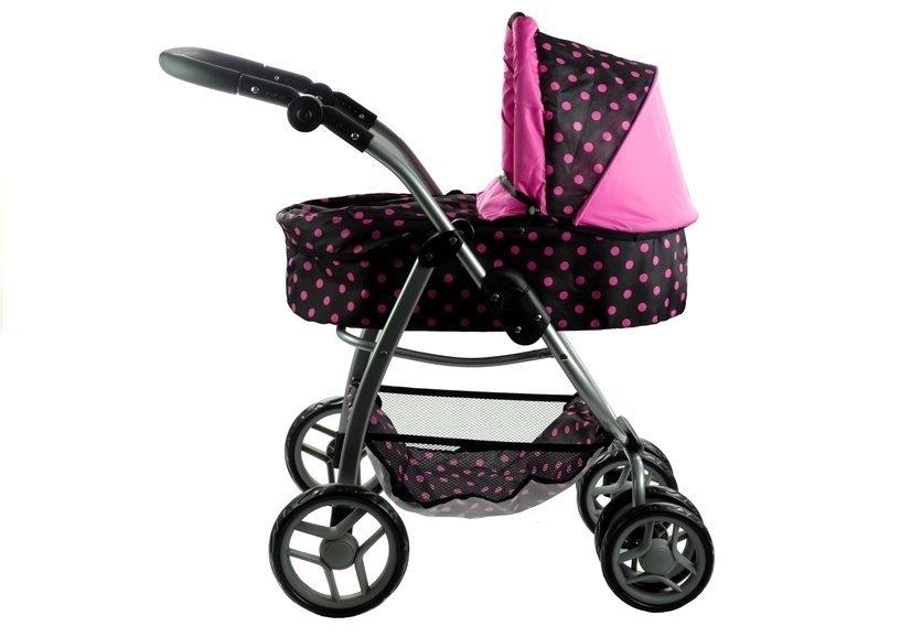 2in1 Doll Boggi & Barnvagn - Svart med rosa prickar Kul!