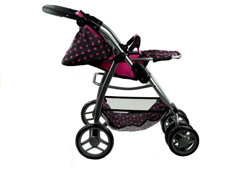 2in1 Doll Boggi & Barnvagn - Svart med rosa prickar Kul!