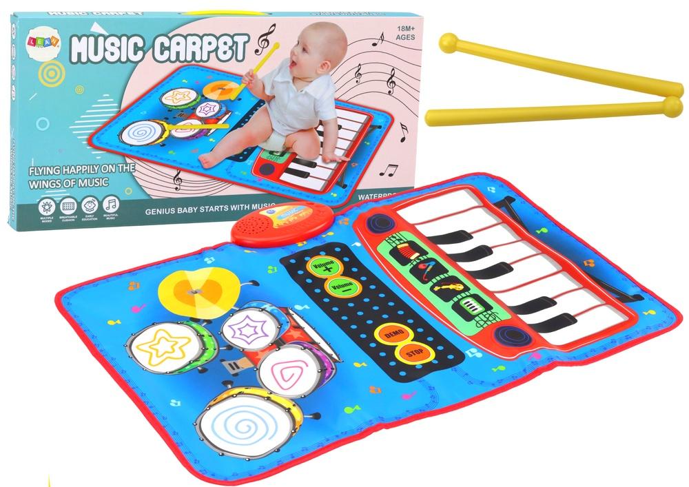 2in1 Kids Music Mat: Interaktiva trummor och piano med pinnar