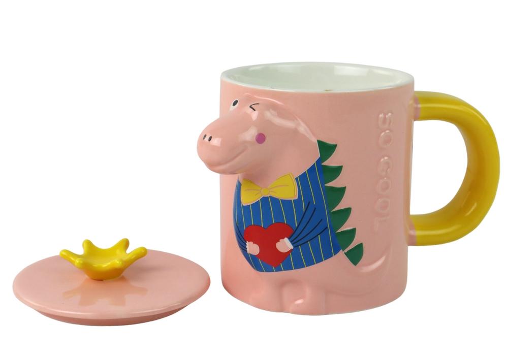 3D Rosa Dinosaur Infuser Mugg med lock & sked - 400ml