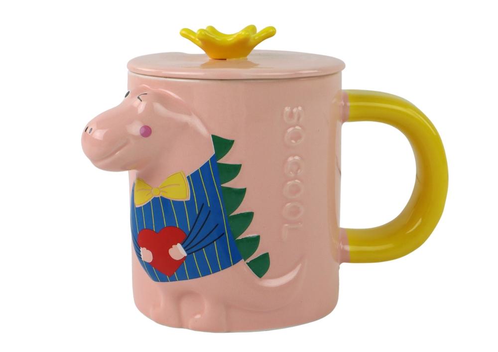 3D Pink Dinosaur Infuser krus med låg og ske - 400ml