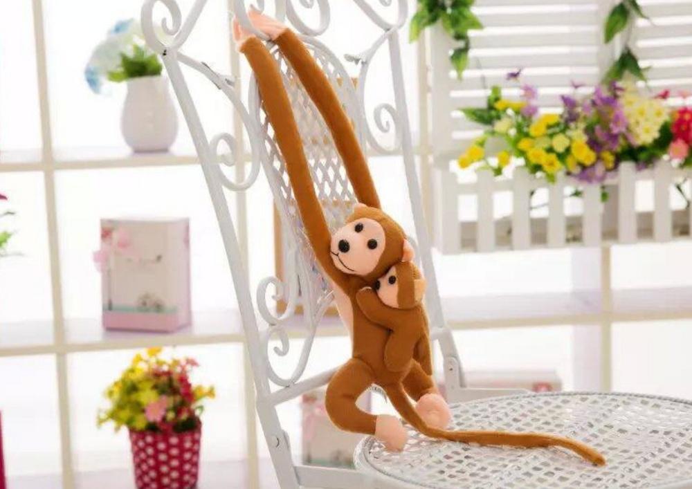 70 cm Plys Monkey &amp; Baby: Blødt, velcro, CE-certificeret legetøj