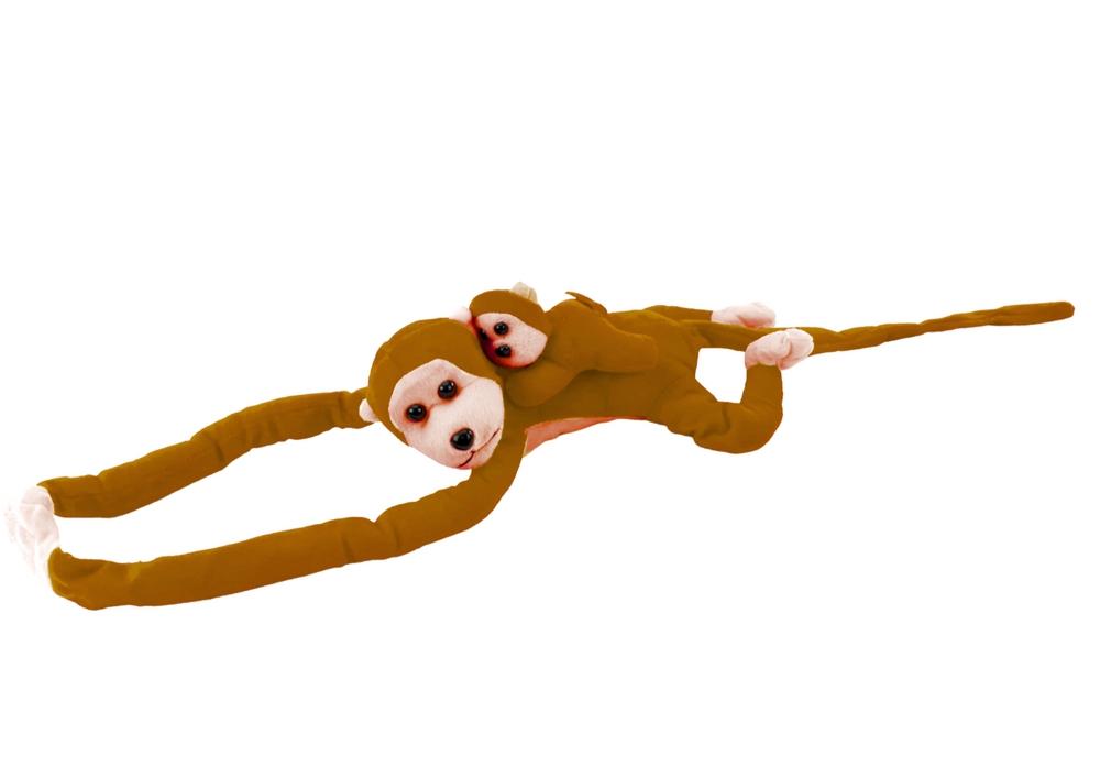 70 cm Plys Monkey &amp; Baby: Blødt, velcro, CE-certificeret legetøj