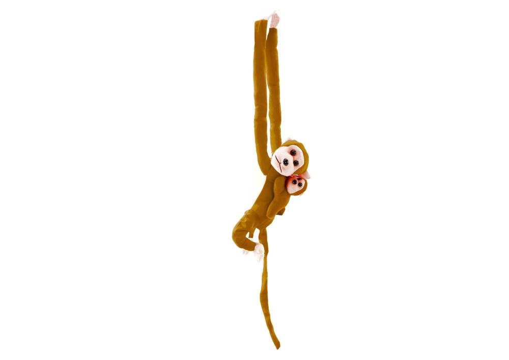 70 cm Plys Monkey &amp; Baby: Blødt, velcro, CE-certificeret legetøj