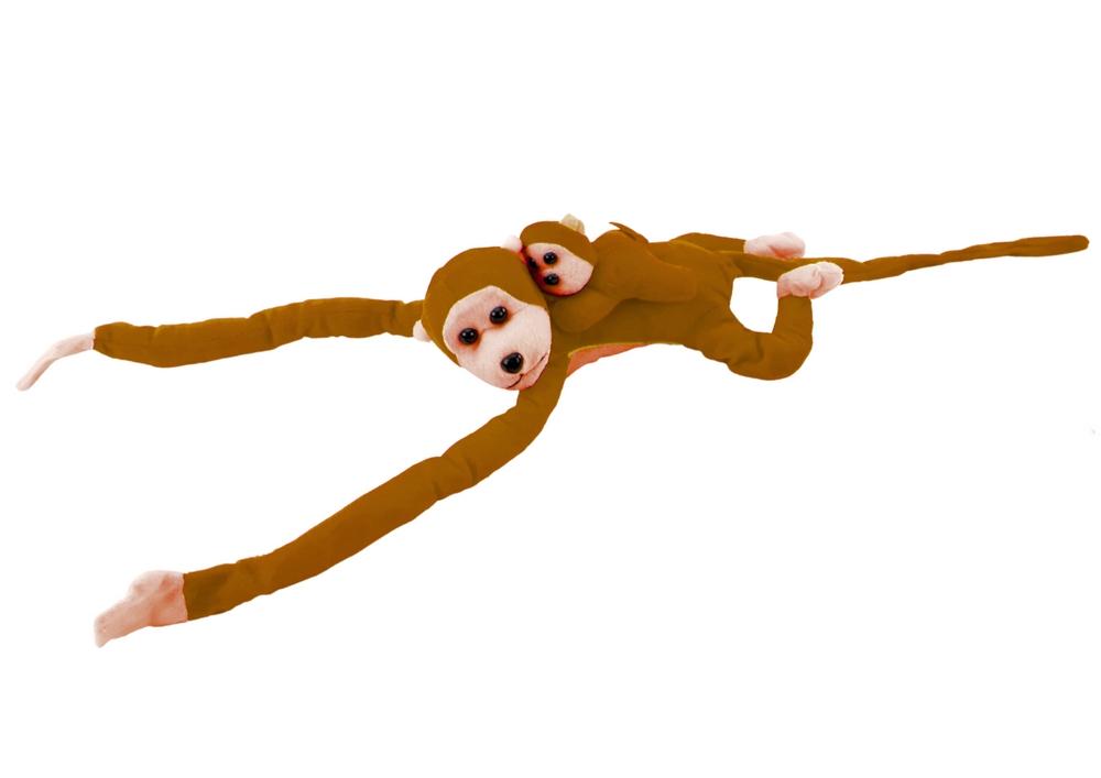 70 cm Plys Monkey &amp; Baby: Blødt, velcro, CE-certificeret legetøj