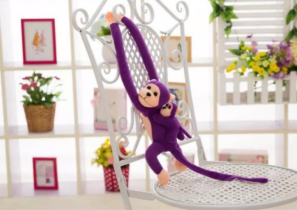 70 cm Purple Plush Monkey Duo - Blød, Velcro, CE-certificeret