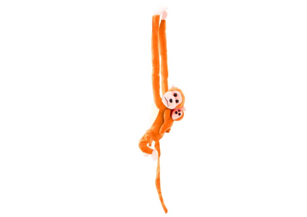 90 cm orange plysabe med baby - blød, nuttet maskot