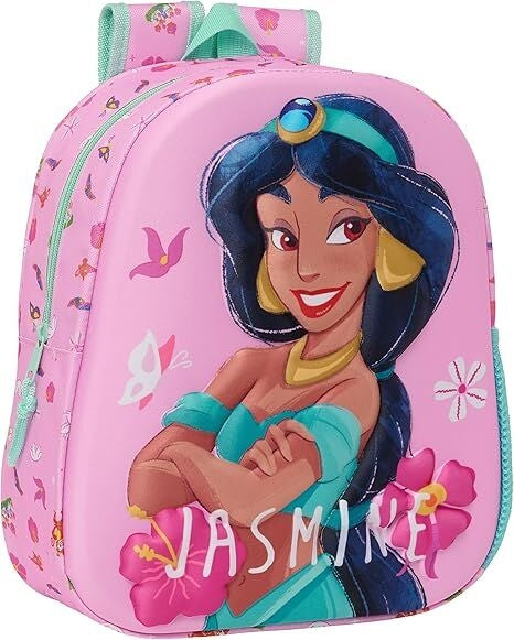 Aladdin Jasmine 3D-ryggsäck, 33 cm storlek, skolväska för barn