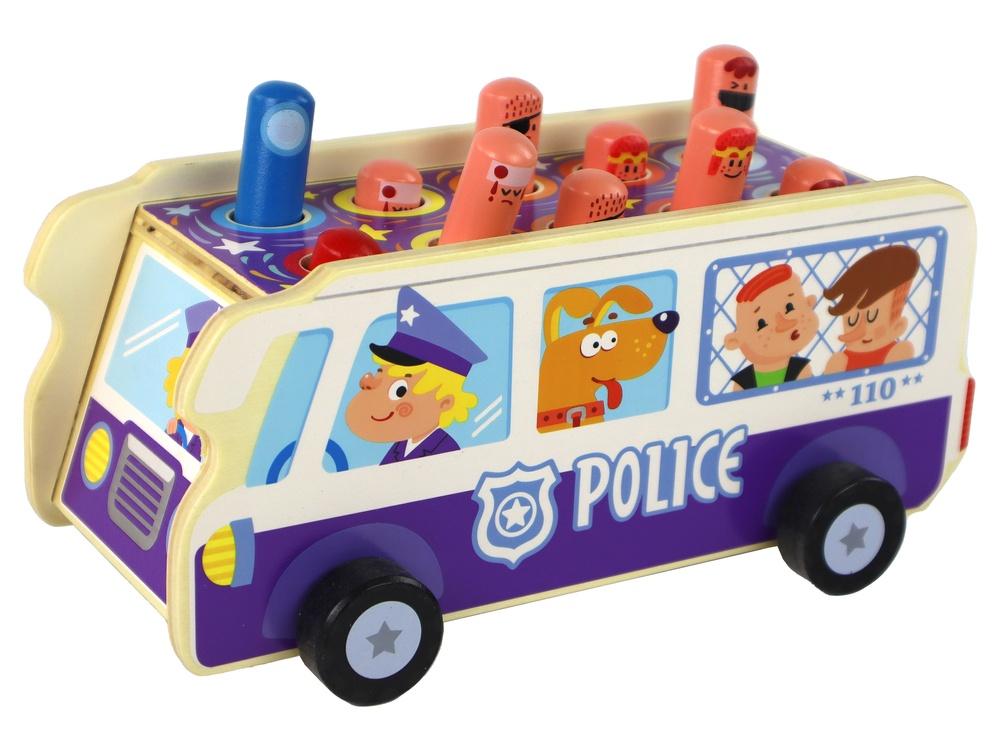 Wooden Police Bus Arcade Game: Toy for Fun and Skill Building