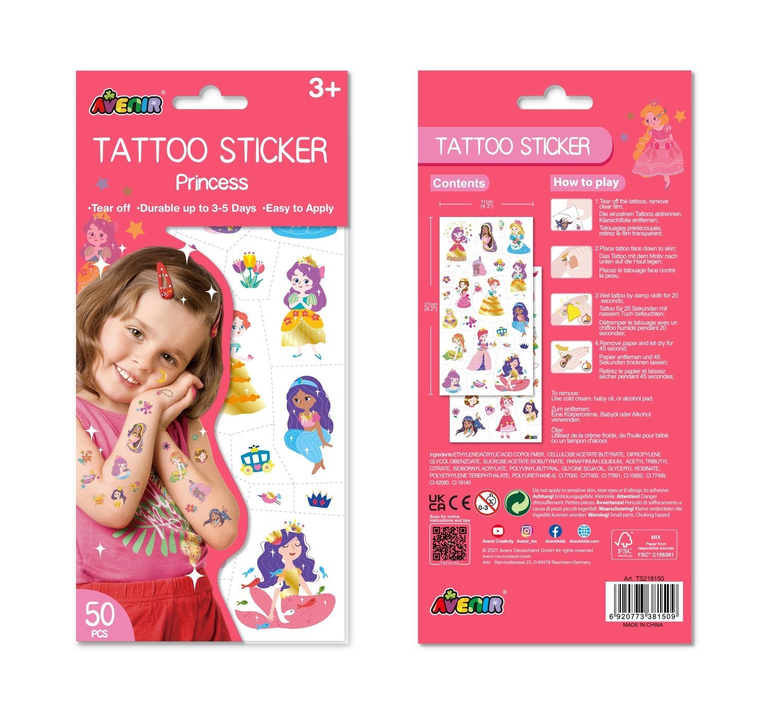 Avenir Tattoo Sticker Prinsesse