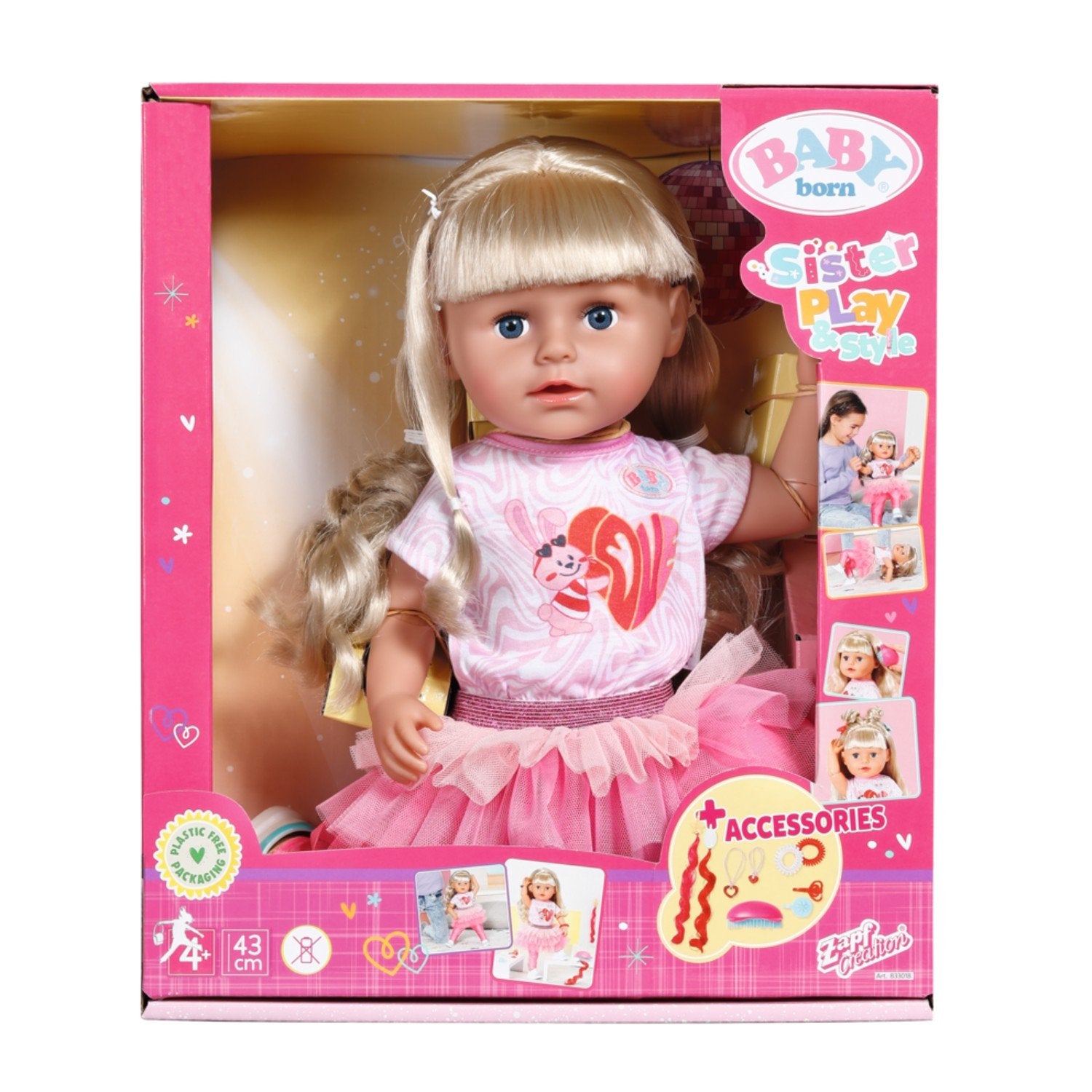 Baby Born Sister Doll Style &amp; Play Blond, 43 Cm