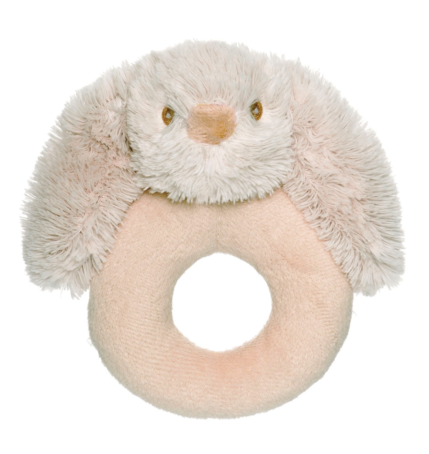 Babyringskallra, mjuk kanin, 14 cm, maskintvättbar