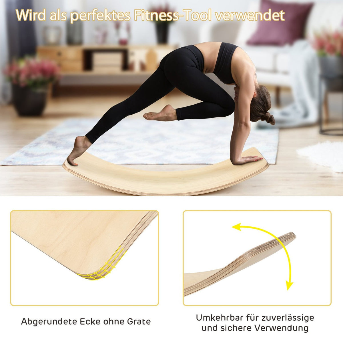 Balansbräda Curvy Board Balansbräda av trä 90 x 30cm