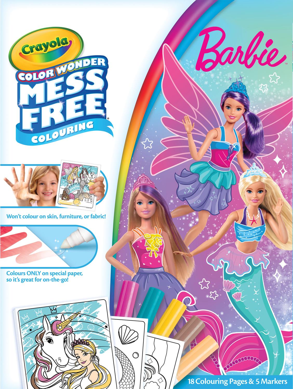 Barbie Color Wonder-pennor med 18 målarbilder