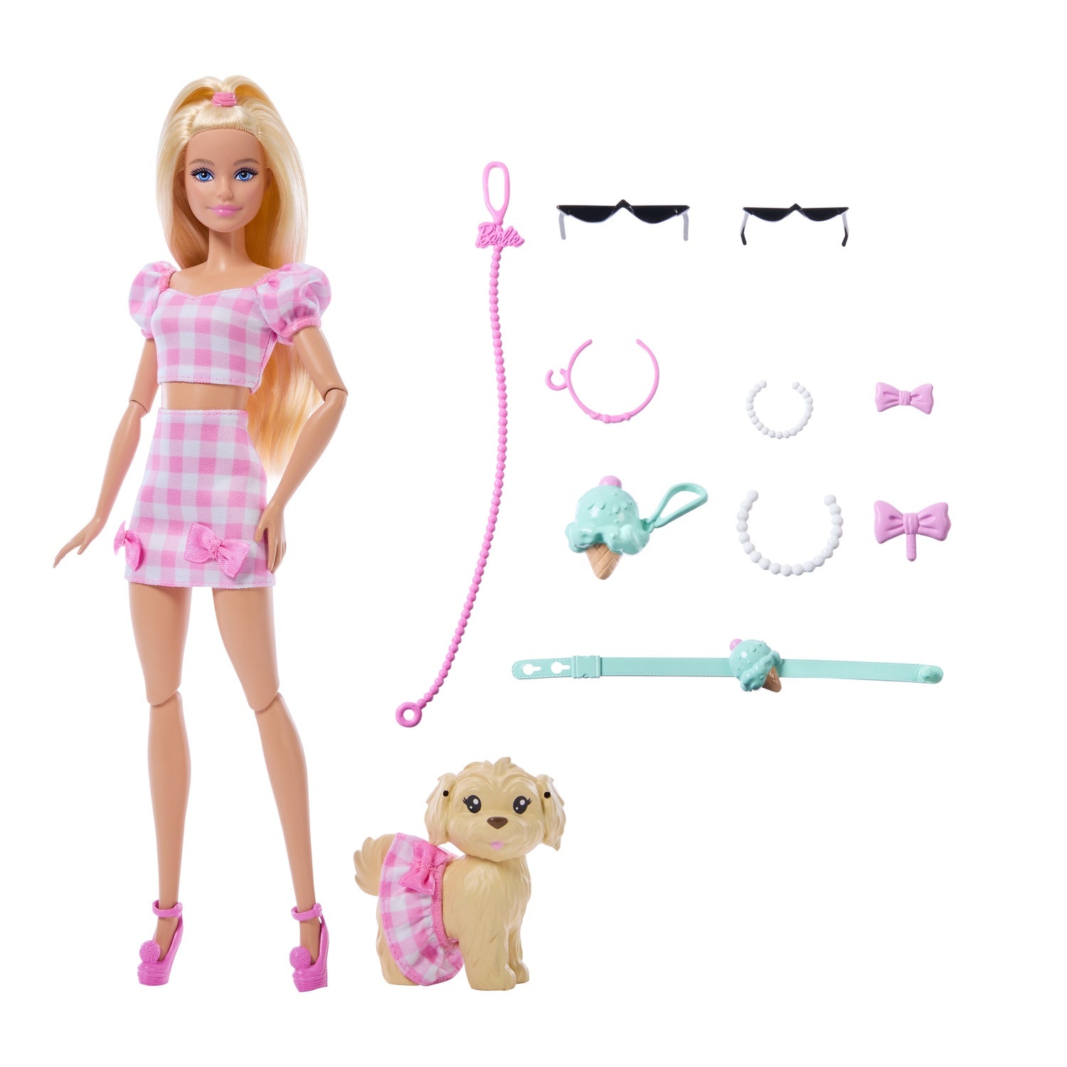 Barbie docka och hund matchande outfitset med tillbehör