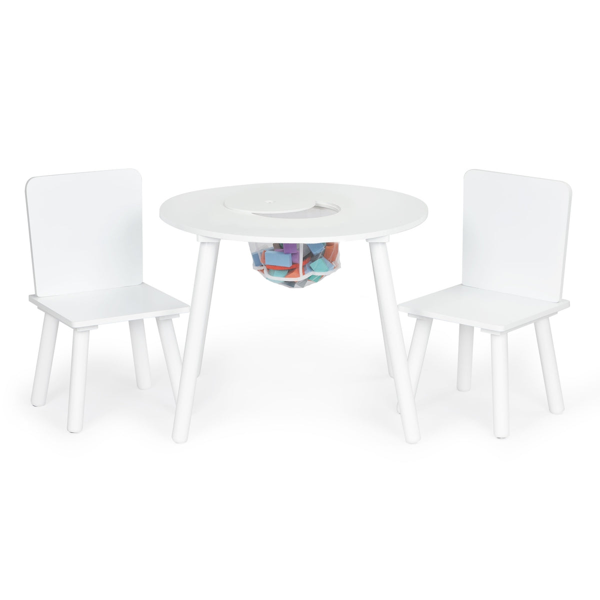 Barnbord och 2 stolar med furuben, vit
