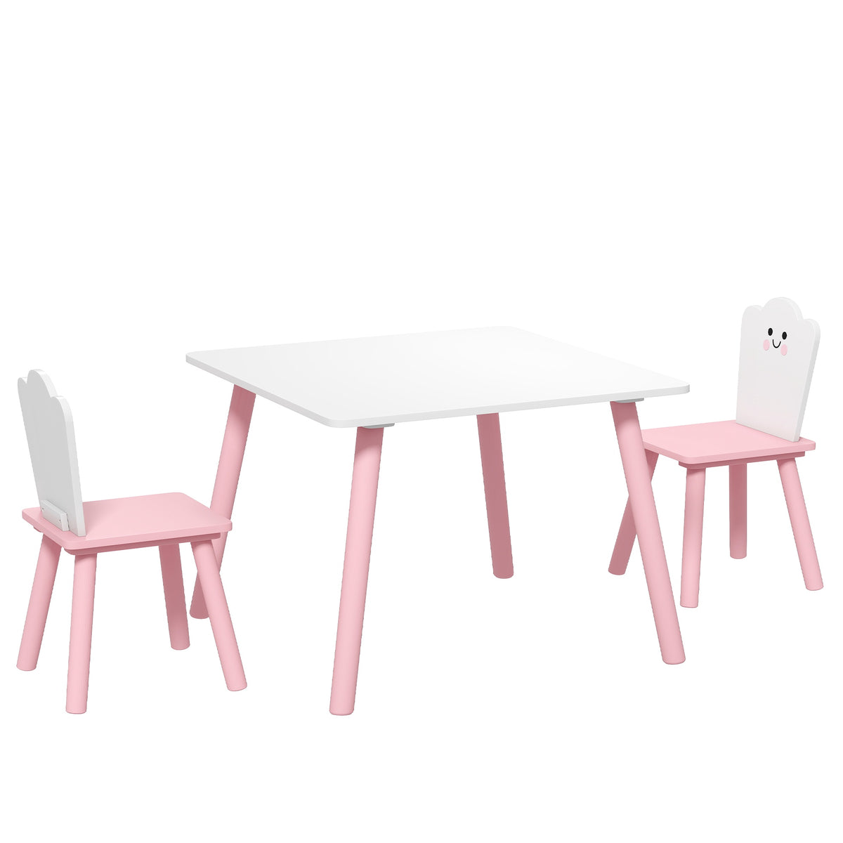 Barnbord och stolsset, 3 delar, rosa och vit
