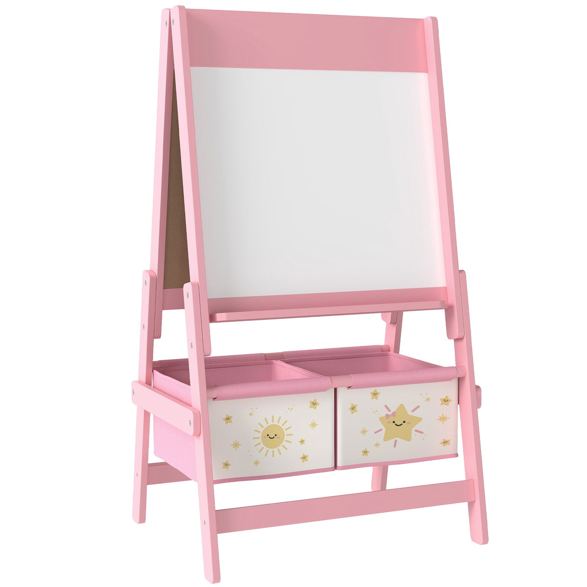 Barnens 3-i-1-staffli med griffeltavla, whiteboard, rosa