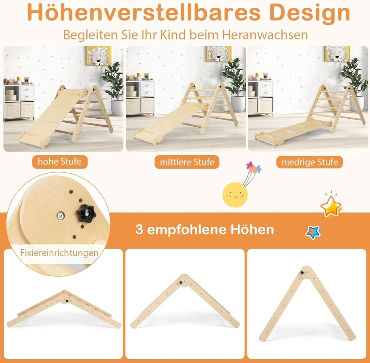 Barnens 7-i-1 klätterset med rutschkana, justerbar