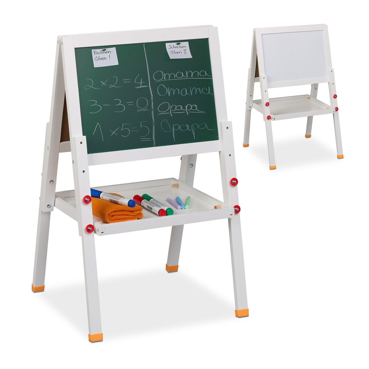 Barnens staffli med whiteboard och svarta tavlor