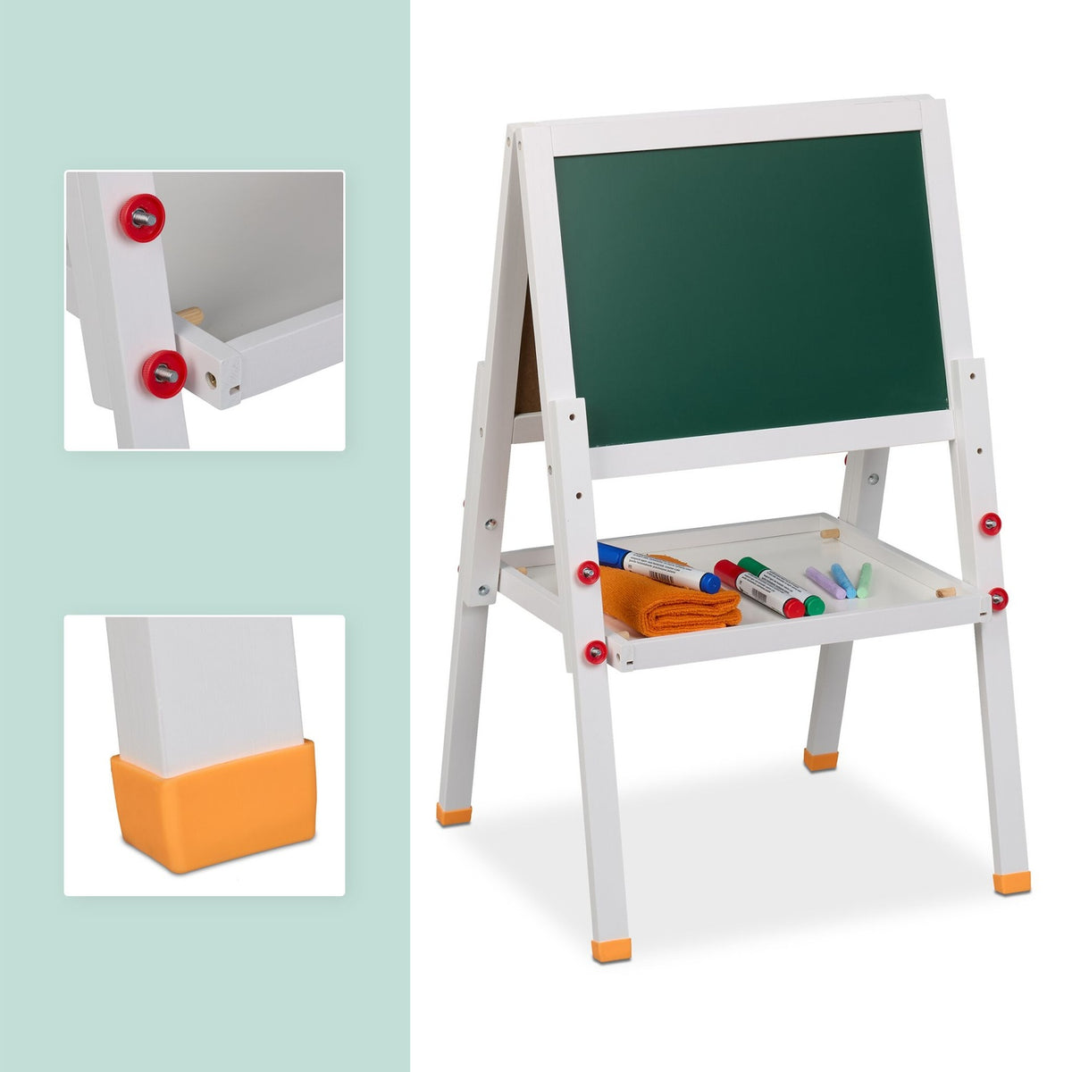 Barnens staffli med whiteboard och svarta tavlor