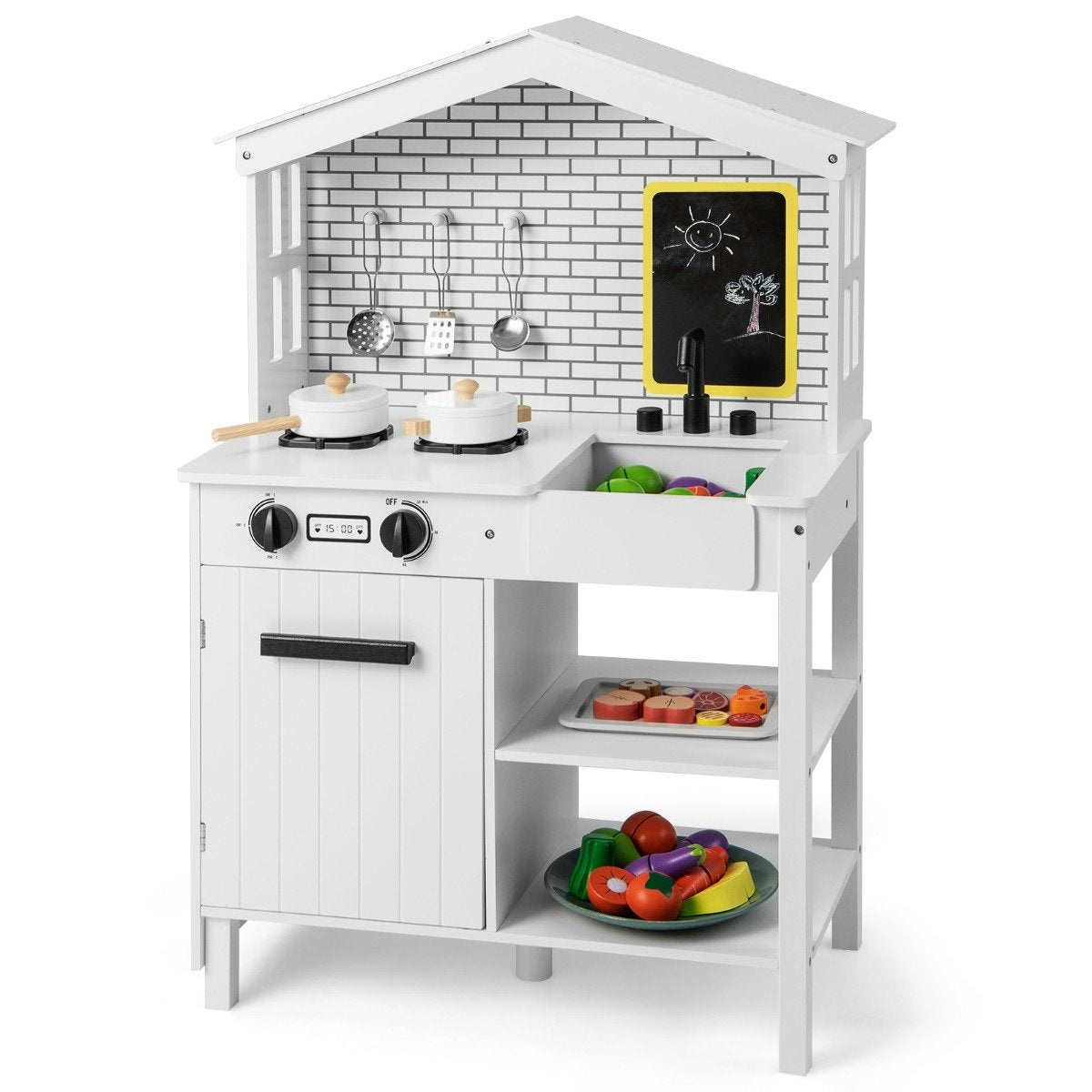 Barnkök lekköksset av trä med extra skiva 62 x 33 x 90 cm vit