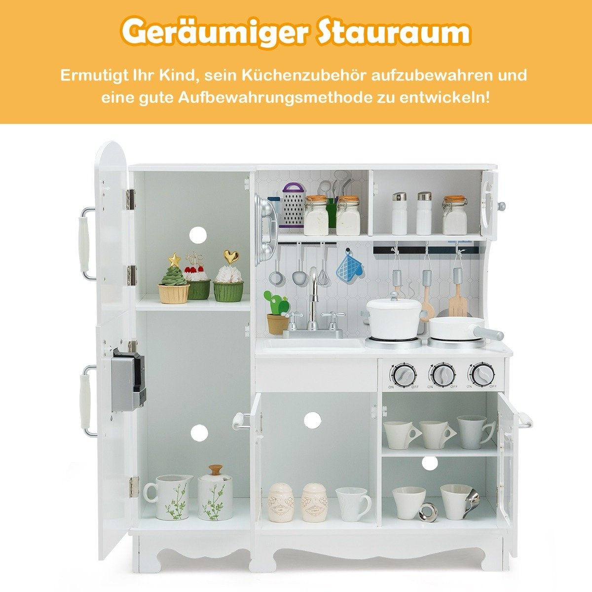 Barnkök med realistiskt ljus & ljud & tillbehör 79 x 30 x 88,5 cm vit