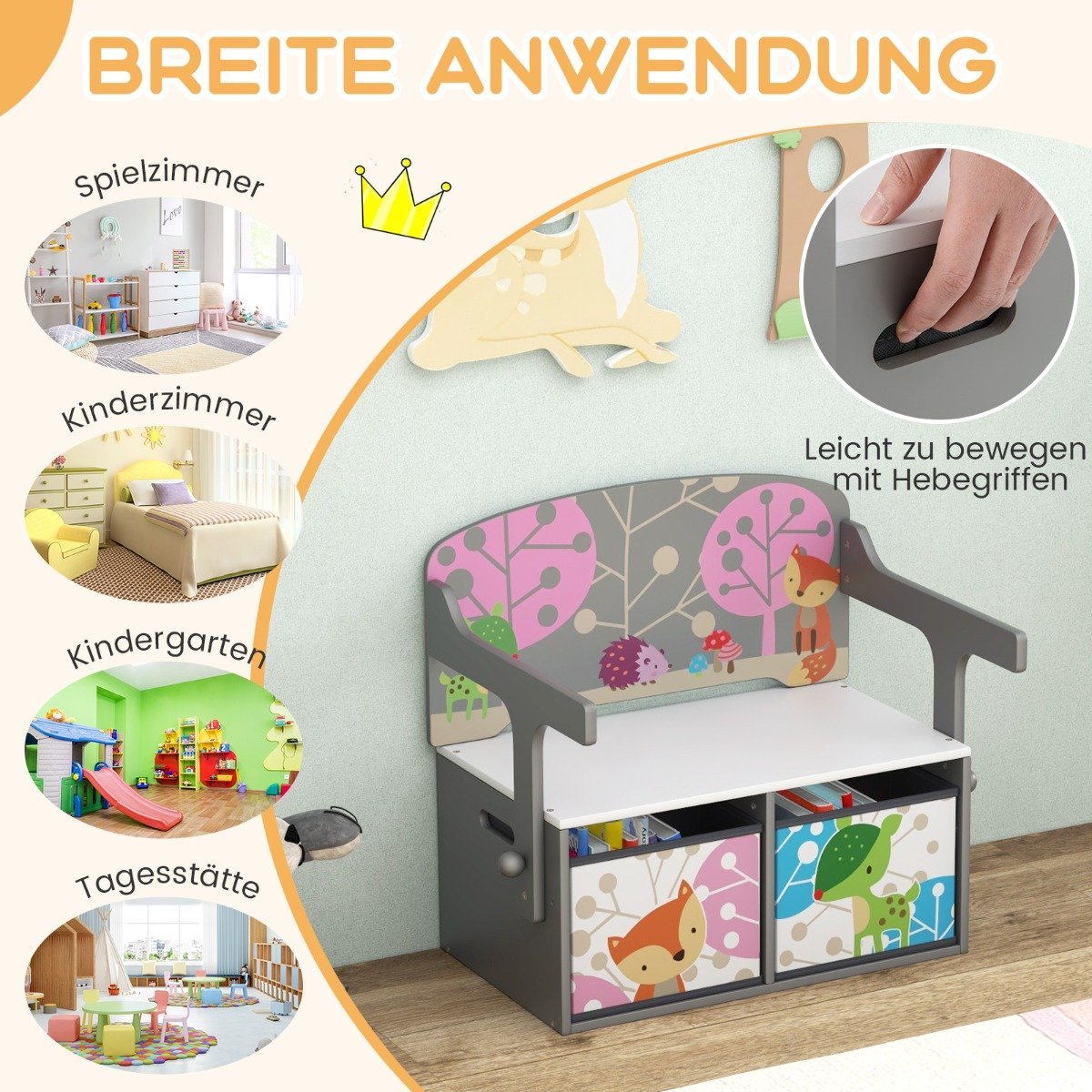 Barns 3-i-1 bord och stolar med förvaringsfack