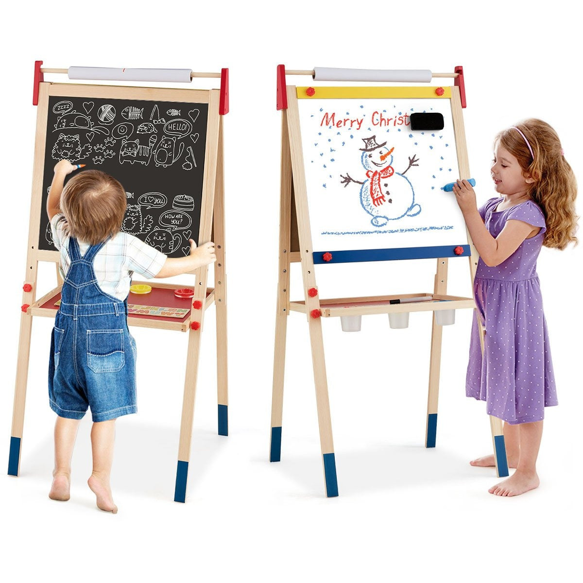 Barns 3-i-1 justerbar staffli med magnetisk whiteboard