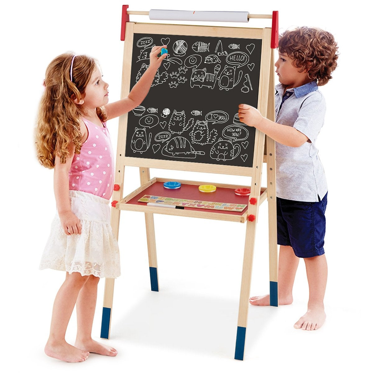 Barns 3-i-1 justerbar staffli med magnetisk whiteboard