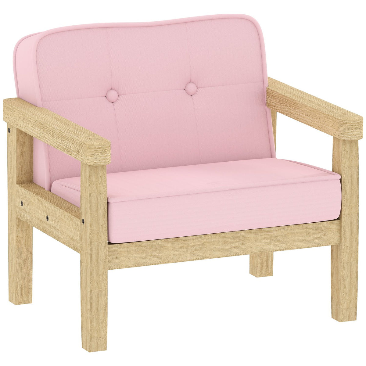 Barnstol i manchester, skum, träben, 3-8 år, rosa