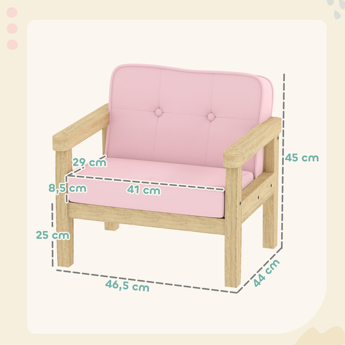 Barnstol i manchester, skum, träben, 3-8 år, rosa