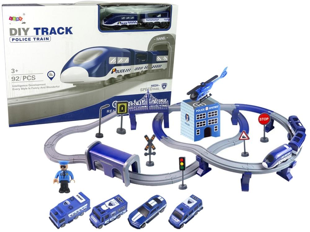 Blue Police Town Train Set: 203 km/h, kul i 92 delar!