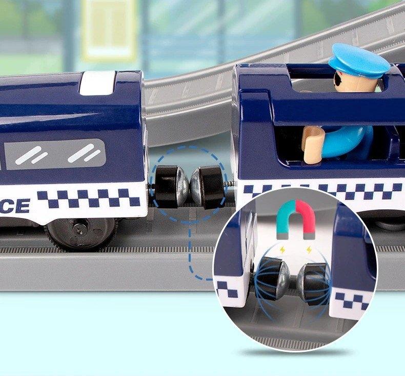 Blue Police Town Train Set: 203 km/h, kul i 92 delar!