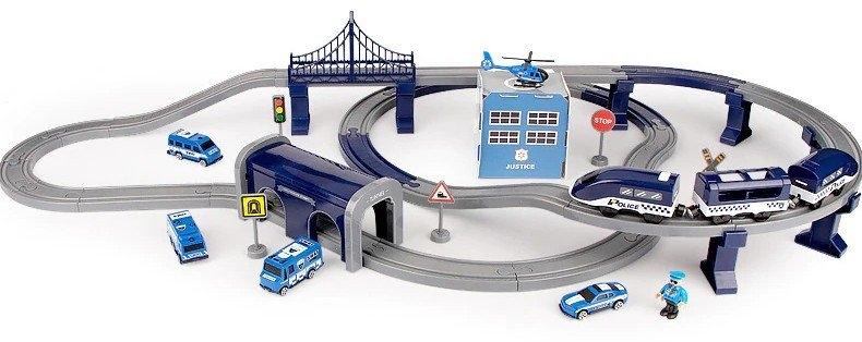 Blue Police Town Train Set: 203 km/h, kul i 92 delar!