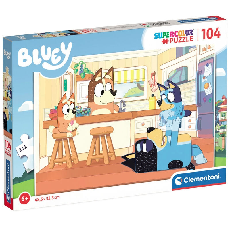 Bluey 104-bitars pussel för barn, rolig familjeaktivitet