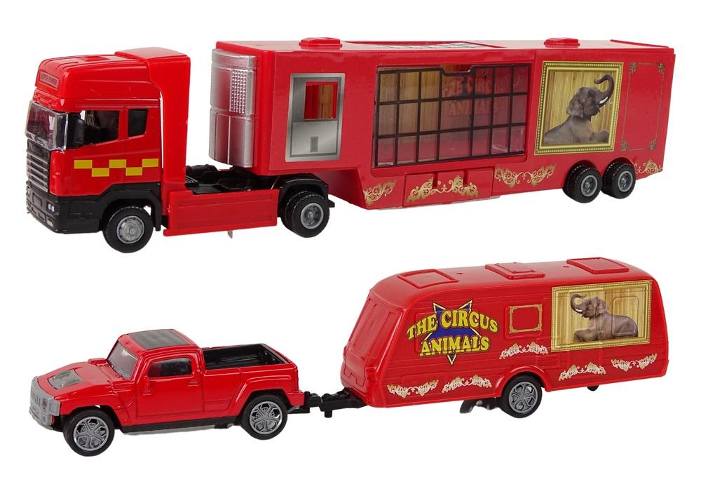 Circus Animals Vehicle Set: Metal Trucks & Rubber Wild Cats