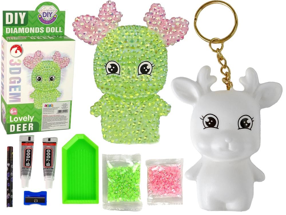 DIY Green Reindeer 3D Crystal Keyring Kit for alle aldre