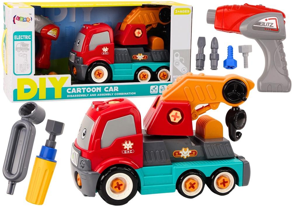 DIY Orange Crane Truck: Interactive Mechanics Toy for Kids