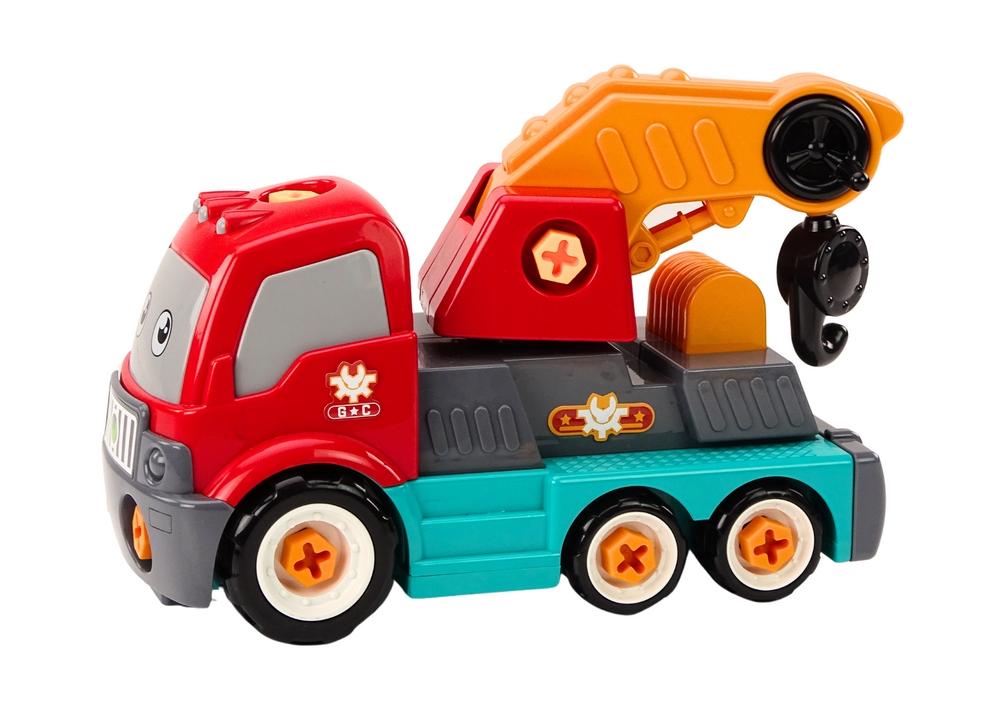 DIY Orange Crane Truck: Interactive Mechanics Toy for Kids