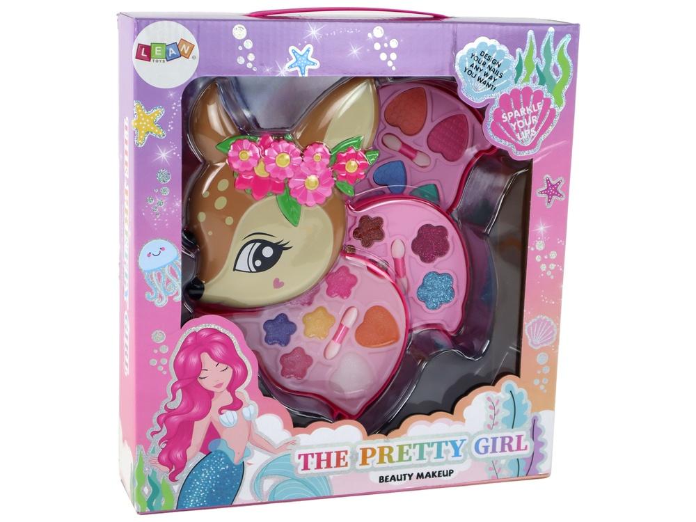 Deer-Shaped Kids Makeup Set: Glitter, Matte & Gel Shadows