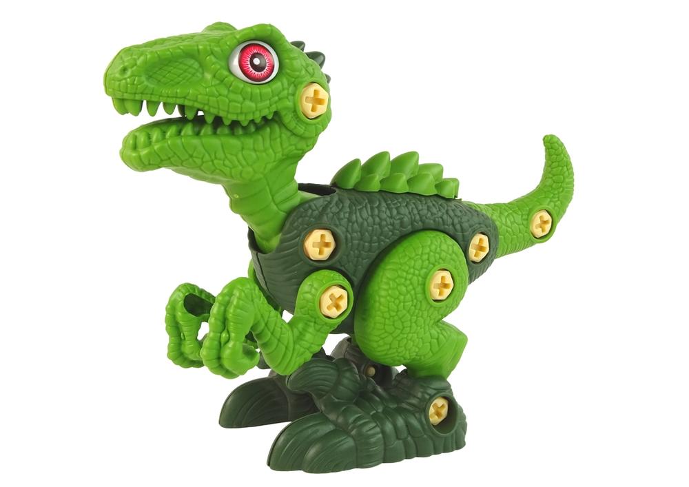 Dinosaur DIY Kit: Grön Dino med orange skruvar och verktyg