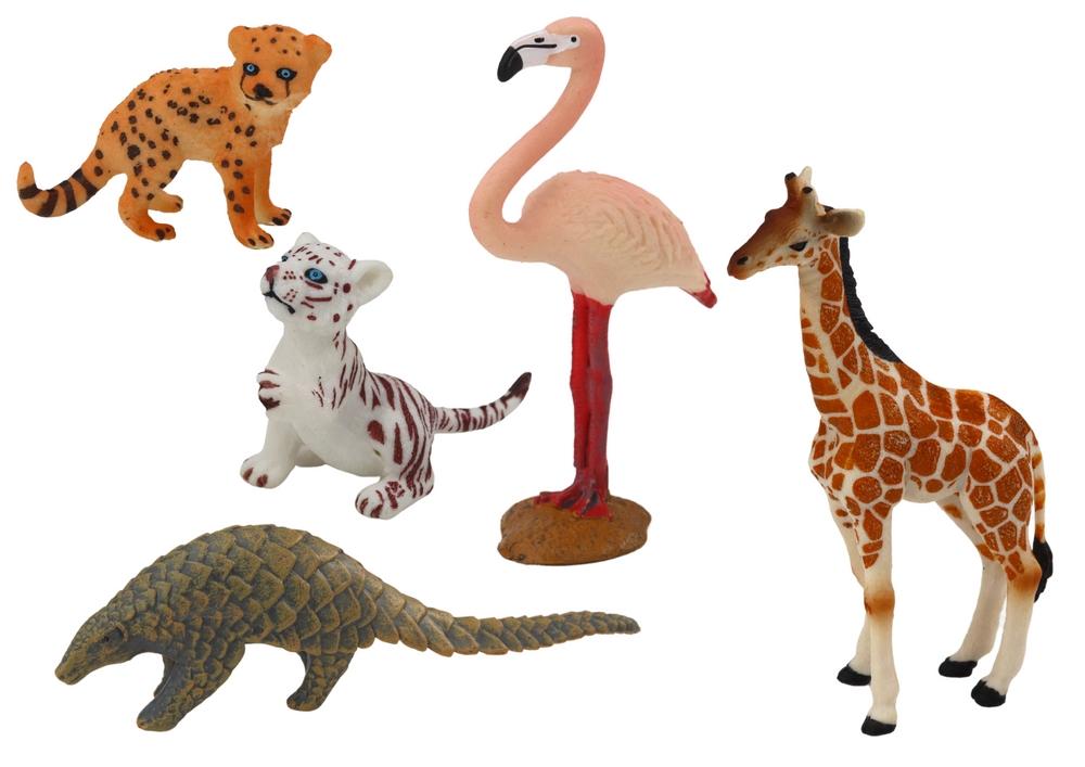 Dyrefigurer: Giraf, Flamingo, Elefant, Tiger 