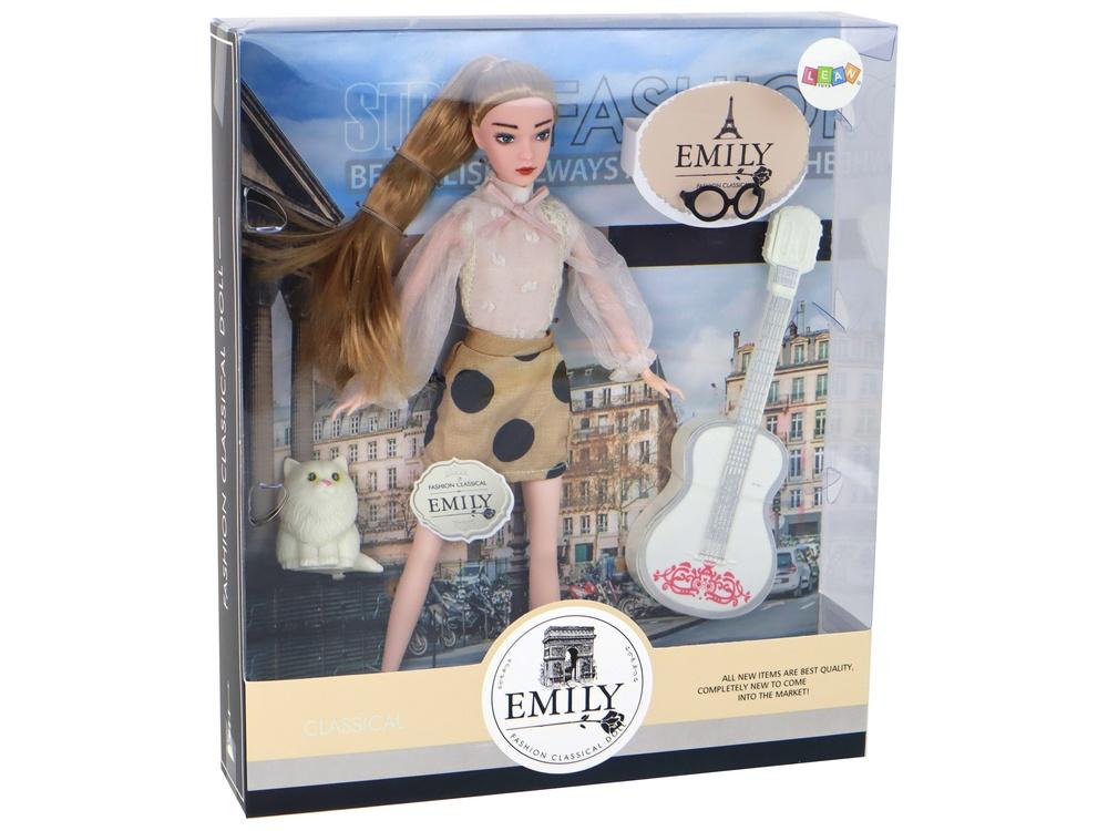 Emily Doll: Morsomt sett for gitar, briller, kattunger og blondt hår