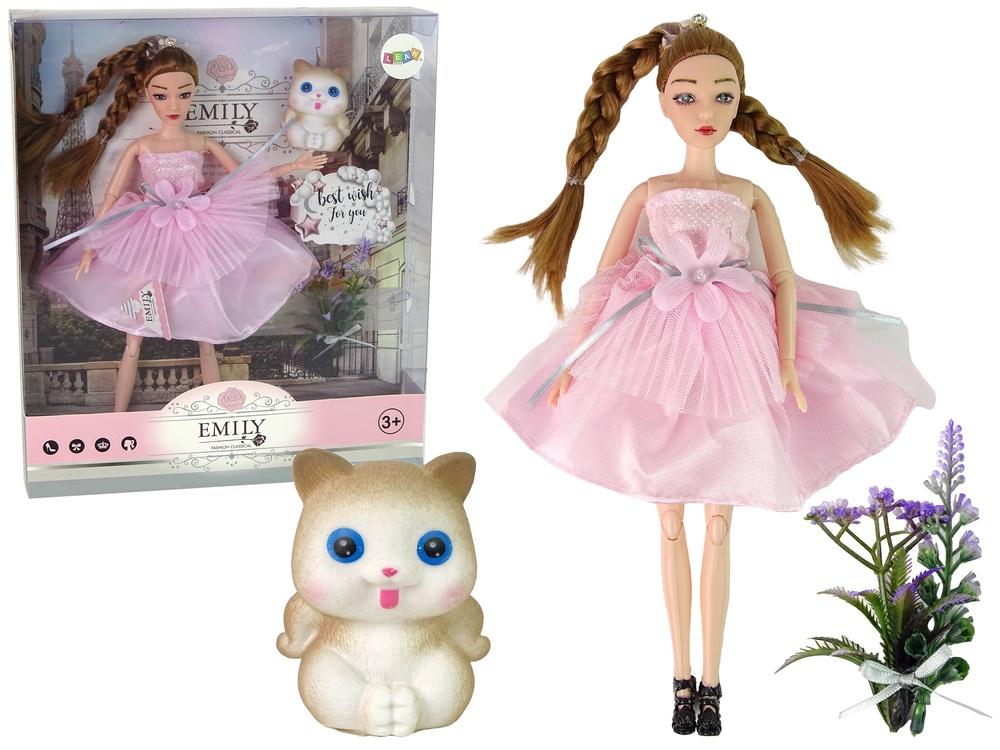 Emily Doll med fletter, kattunger og blomster - Kreativt lekesett