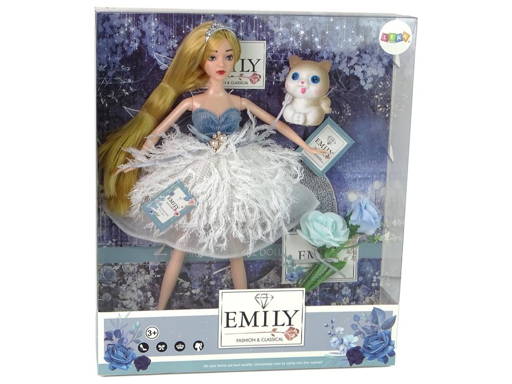 Emily the Flower Cat Doll: Elegant kjole, tiara, kattunge og blomster